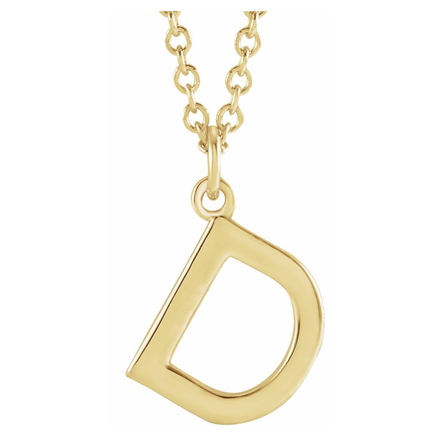 14K Gold, Sterling Silver or Platinum Initial Alphabet Dangle Pendant Necklace - 16-18