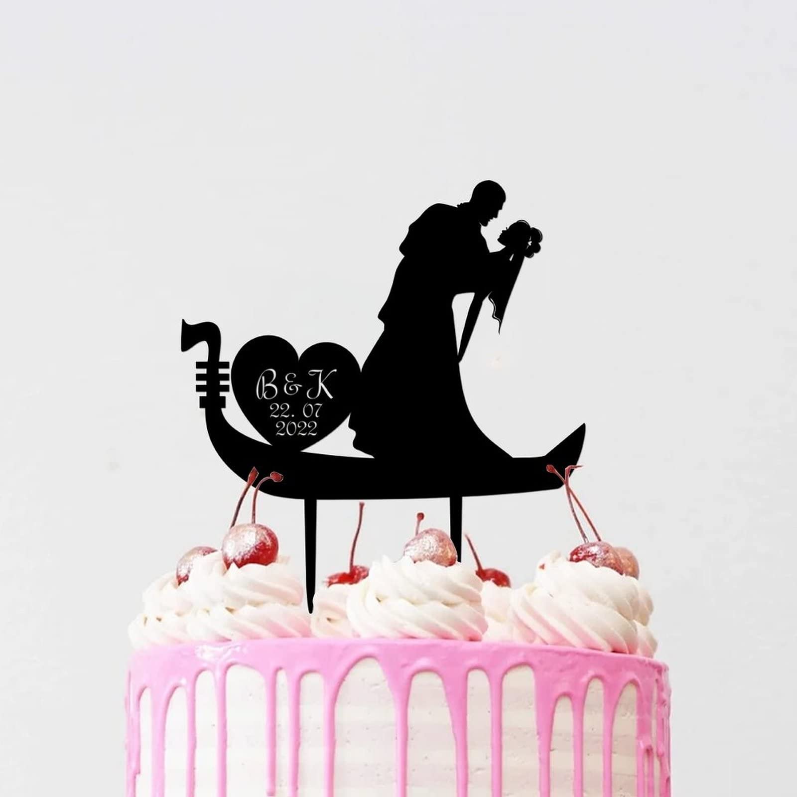 Personalized Mr & Mrs Couple Silhouette Cake Topper - Acrylic Wedding & Birthday Cupcake Toppers - Engagement Party Decorations for Men & Women - Perfect for Anniversary, Bridal Shower, and Romantic Celebrations
