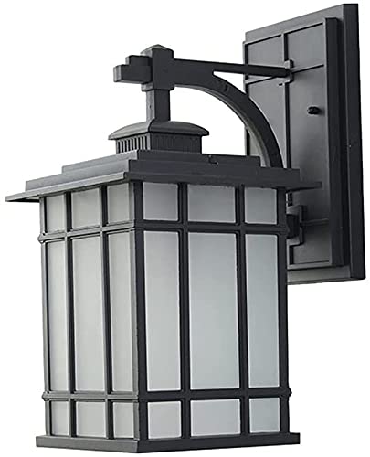 Outdoor Wall Lantern Light - Waterproof Aluminum Sconce with Frosted Glass Shade & E27 Base - Black Square Exterior Lighting for Front Door, Garage, Patio, and Entrance Decor | Weatherproof Candle-Style Wall Lamp for Home & Garden