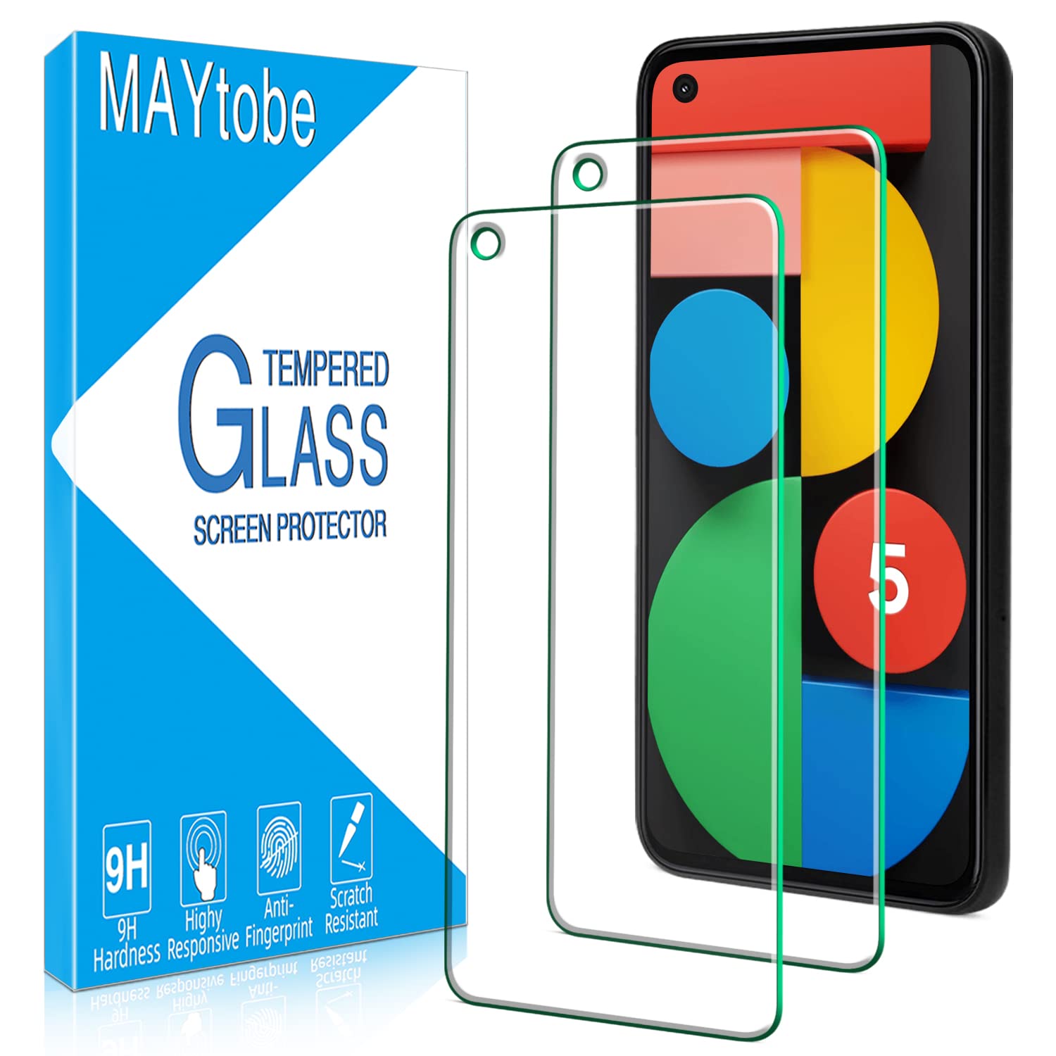 2 Pack Tempered Glass Screen Protector for Google Pixel 5 - Anti-Scratch, Bubble-Free for Daily Protection