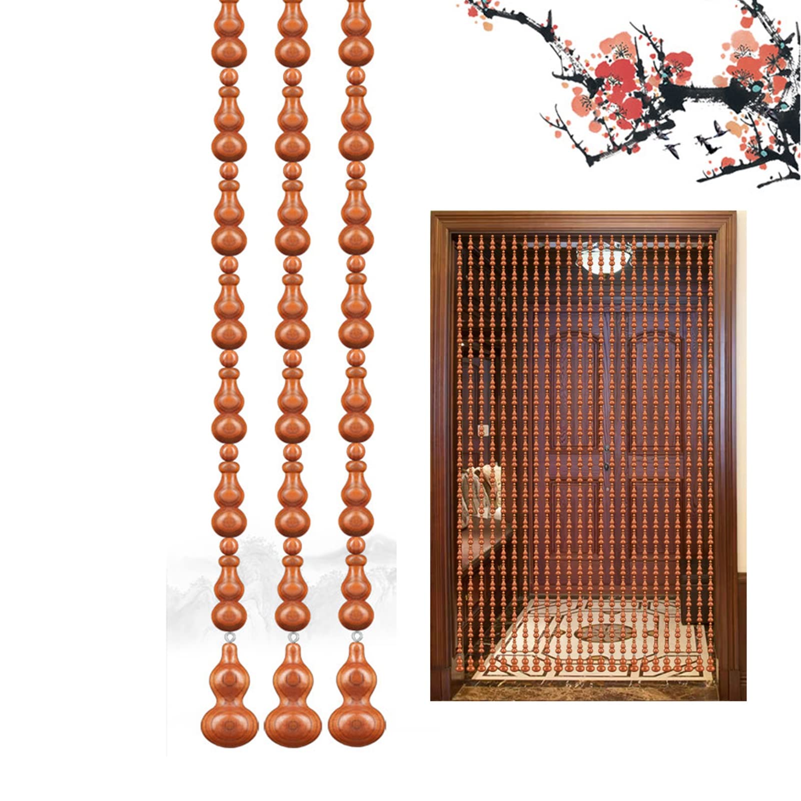 Blackout Roller Shades & Beaded Curtain Room Divider - Brown 35 Strands 2.12m for Living Room, Bedroom, Doorway Partition - Perfect for Home Decor, Party Wedding Decoration & Kids Room Privacy