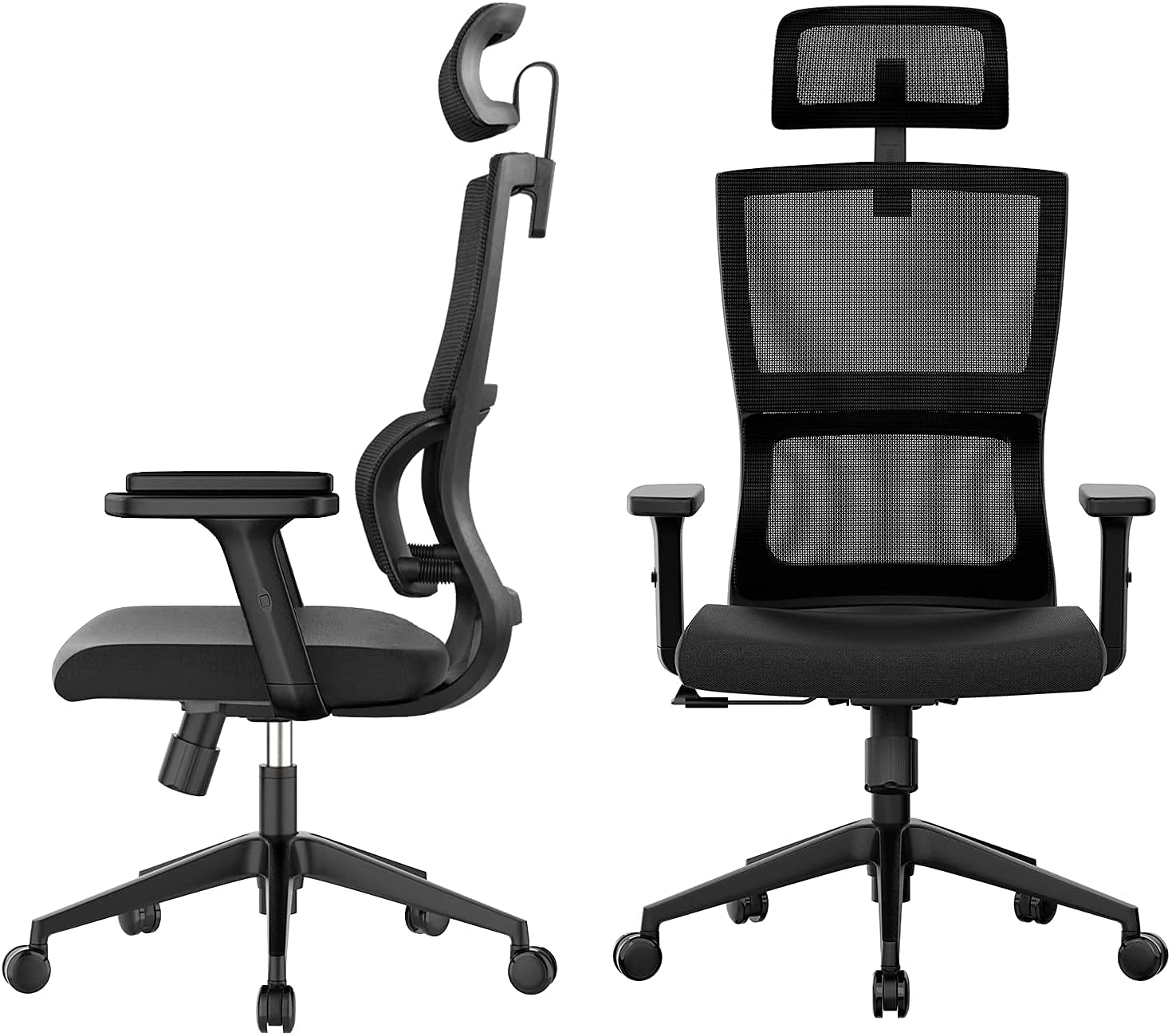 Ergonomic Office Chair with Adjustable Headrest & Lumbar Support - High Back Mesh Computer Desk Chair with Tilt Function & Adjustable Armrests - Perfect for Home Office, Gaming & Workspace Comfort