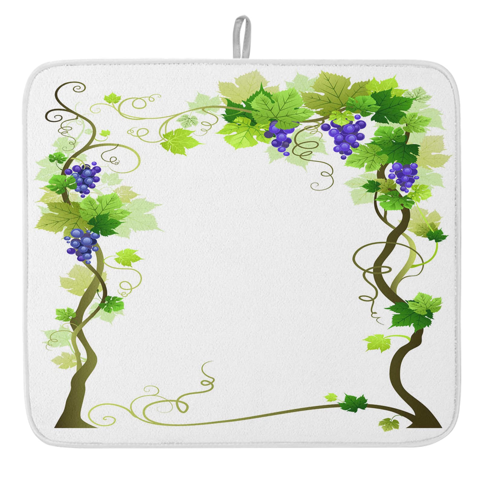 Fast-Drying Grape Vine Dish Drying Mat - Absorbent Kitchen Counter Pad (18x24 Inch) for Dishes & Cookware