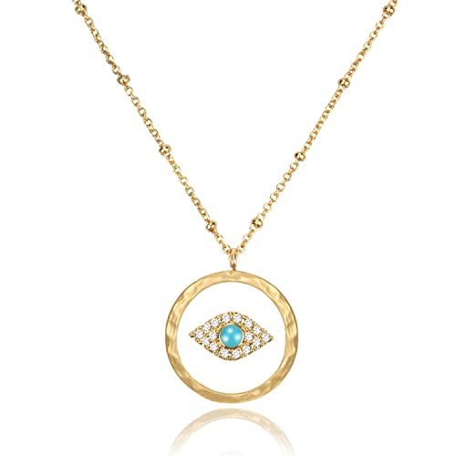 Evil Eye Protection Necklace for Women - Gold Plated Handmade Adjustable Chain with Zircon Pendant, Lobster Clasp - Anxiety Relief Healing Jewelry, Perfect Birthday Gift for Girls & Women | Wear for Spiritual Protection, Positive Energy & Everyday Elegance