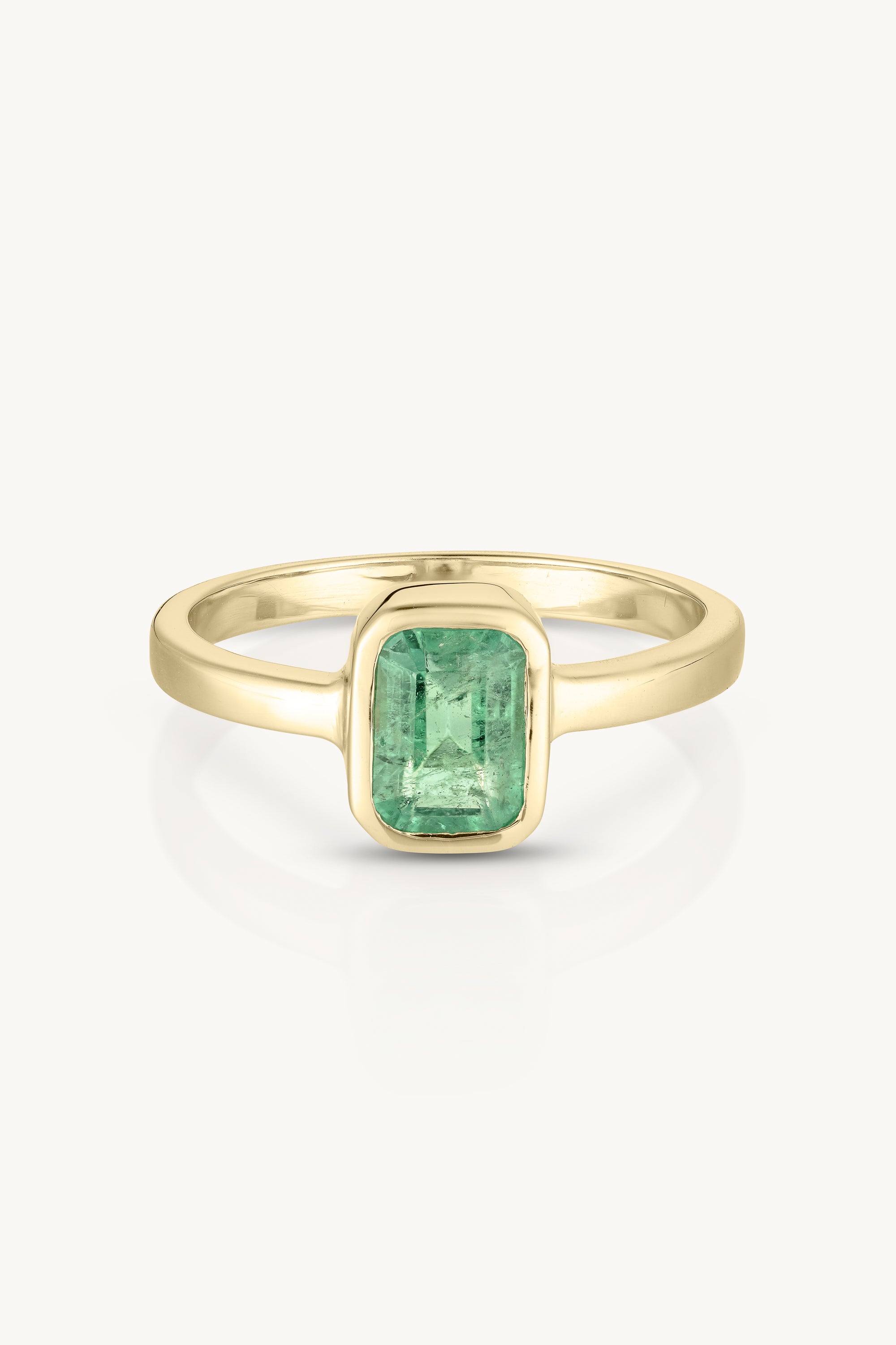 14K Yellow Gold Emerald Baguette Ring - Elegant Stackable Band for Women | Perfect for Weddings, Anniversaries & Everyday Luxury Jewelry
