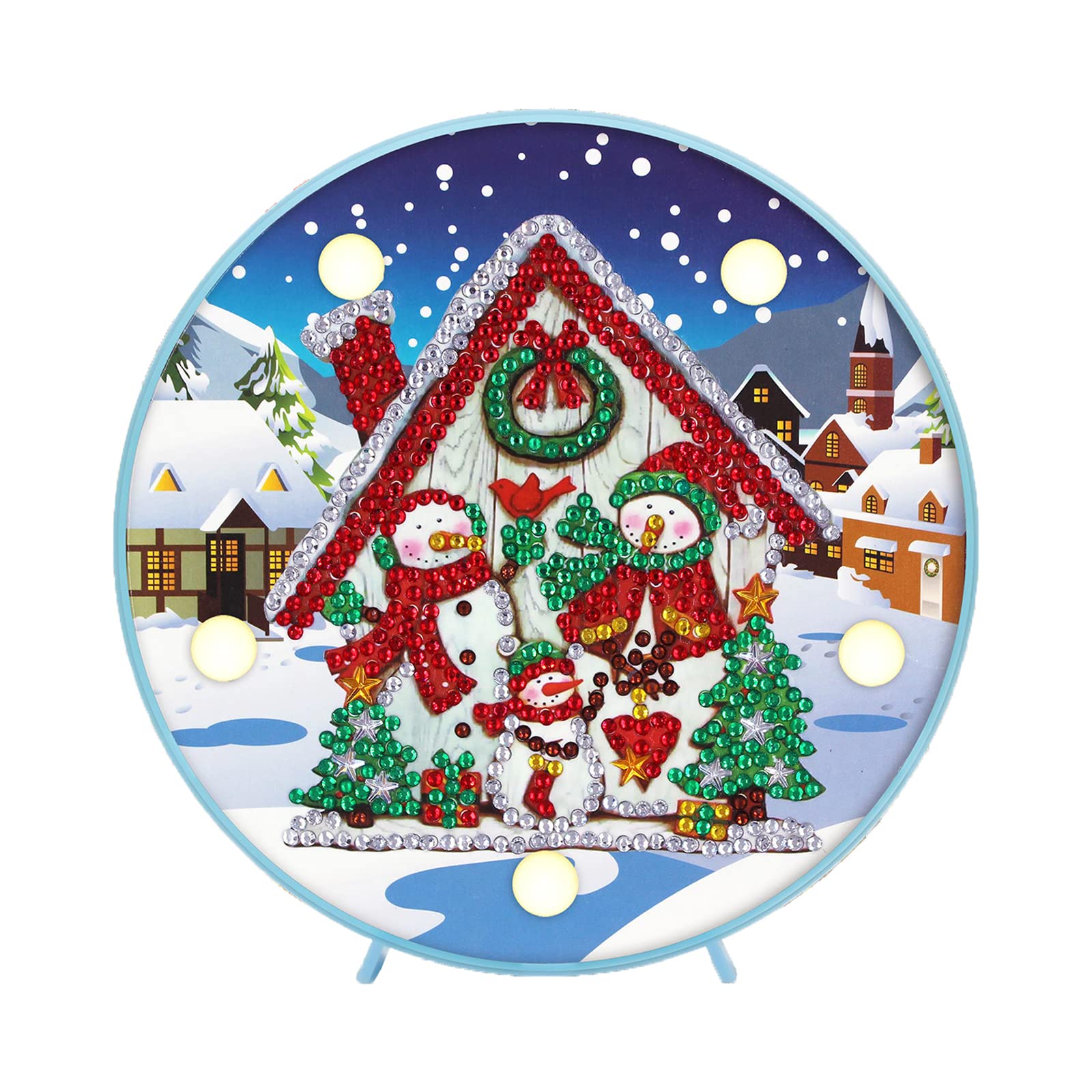 5D Diamond Painting Christmas Snowman LED Night Light - DIY Crystal Art Craft with Battery Power for Bedside, Desk & Nightstand - Perfect for Home Decor, Gifts & Holiday Ambience