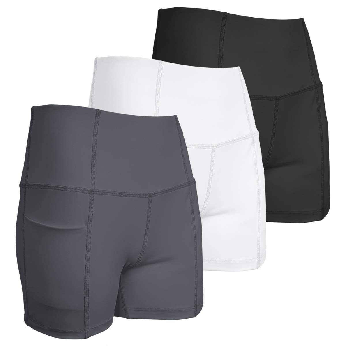 HIAMIGOS Women's High Waisted Workout Shorts - Non See Through Yoga Shorts with Pockets for Gym, Running, Cycling - Perfect for Yoga, Pilates & Active Lifestyle