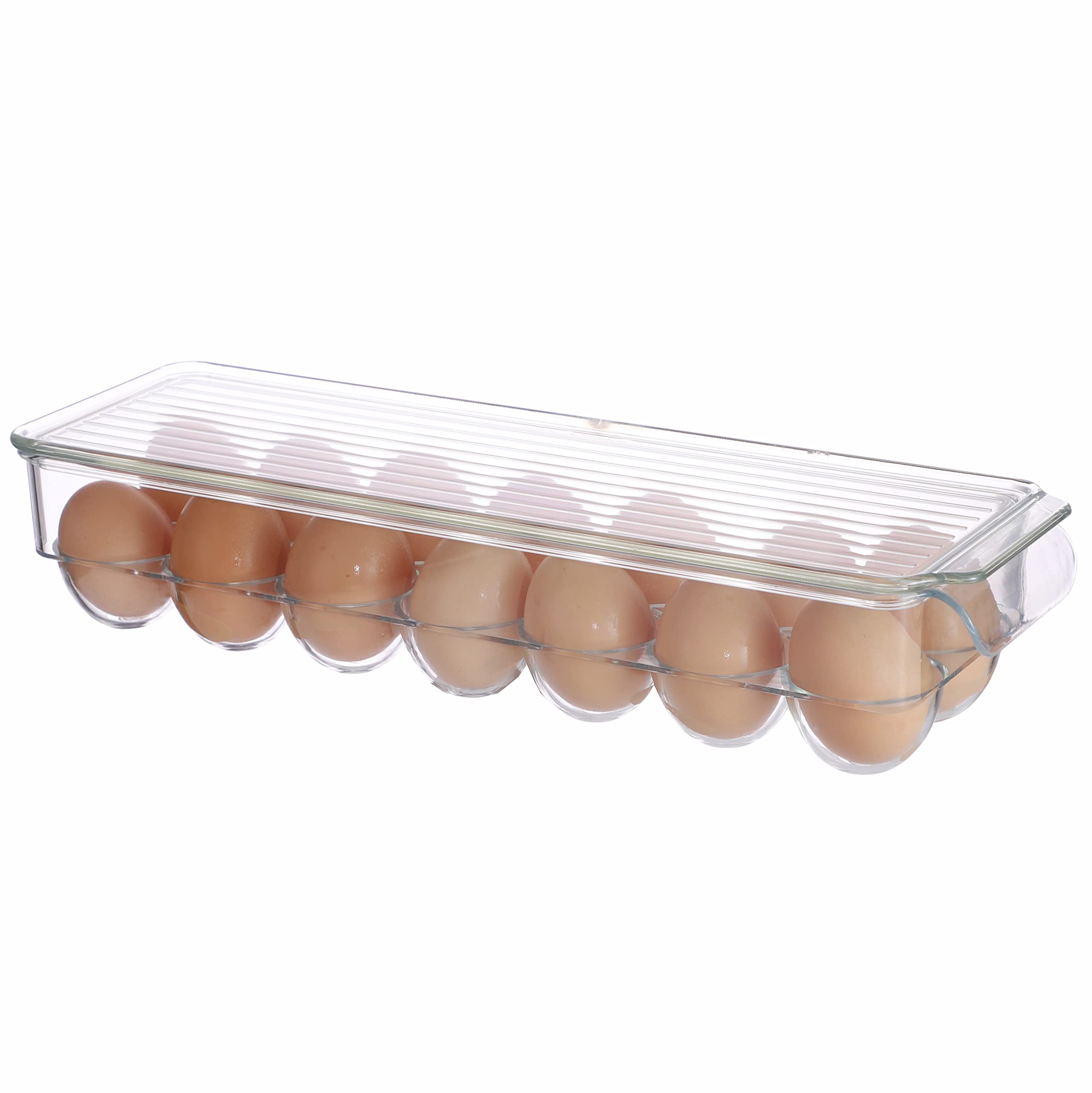 Clear Acrylic 14-Egg Holder for Refrigerator - Stackable Plastic Egg Storage Container with Lid & Handle - Large Capacity Fridge Organizer Bin for Fresh Eggs - Perfect for Kitchen Organization & Easter Decorations