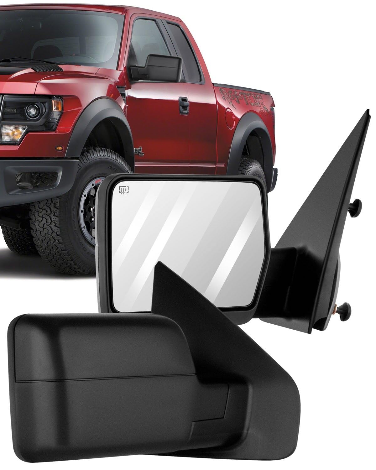 ECCPP Power Heated Towing Mirrors for 2004-2006 Ford F150 Pickup Truck - Black Housing with Turn Signal & Adjustable Left & Right Side Pair - Perfect for Heavy Loads & Winter Driving