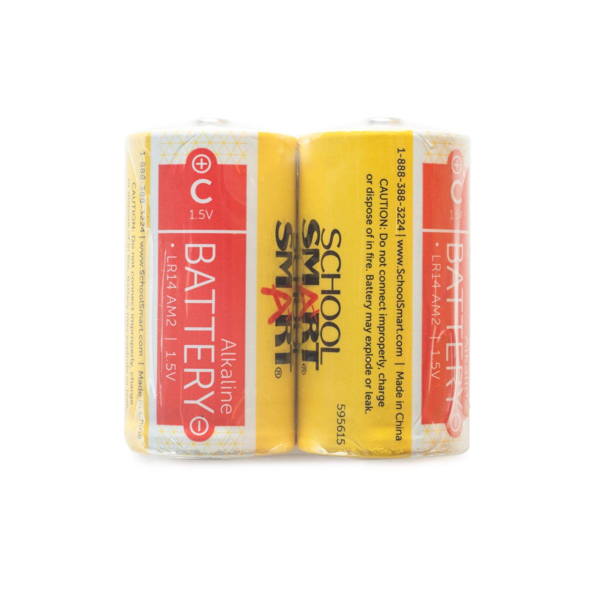 School Smart Alkaline C Batteries - 2 Pack | Long-Lasting Power for Toys, Flashlights & Remote Controls