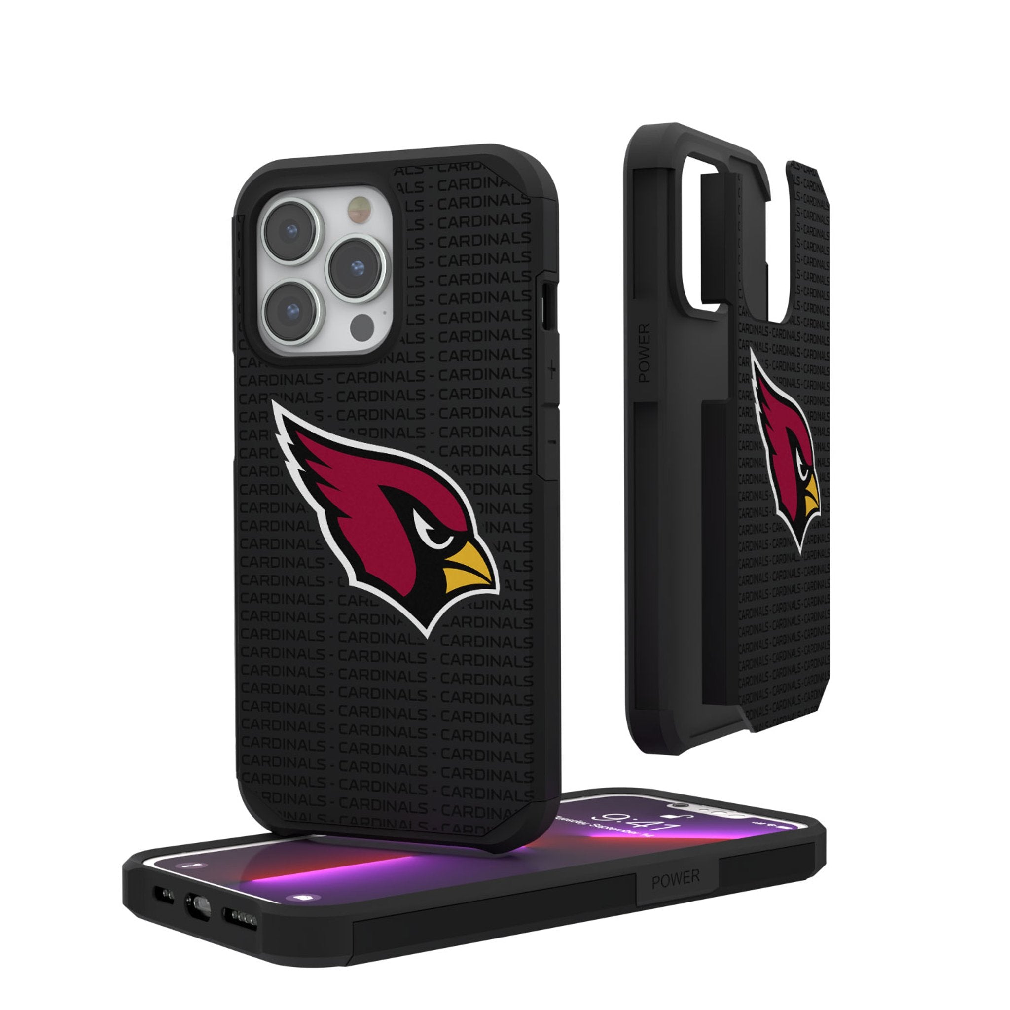 Arizona Cardinals Text Backdrop Rugged Phone Case - Durable Shockproof Cover for iPhone & Samsung - Perfect for Football Fans & Game Day Protection