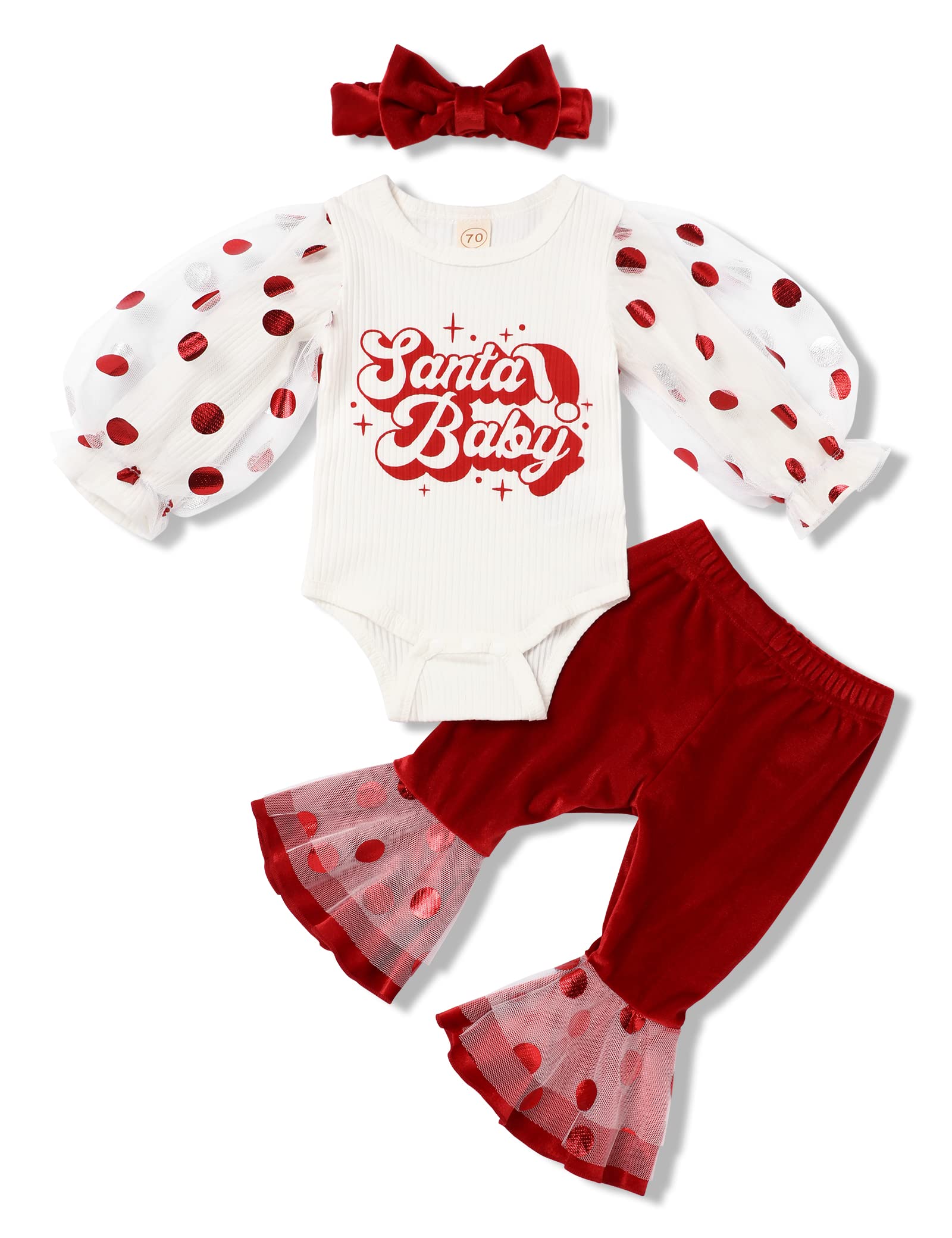My First Christmas Outfit for Baby Girl - Newborn Romper & Pants Set (0-12 Months) | Perfect Infant Gift for Holiday Photos & Family Celebrations