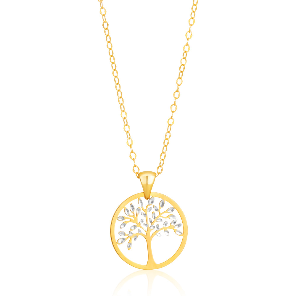 9ct Gold Tree of Life Pendant - 20mm Dicut Design with 45cm Cable Chain Necklace - Perfect for Gifts, Spiritual Jewelry & Everyday Wear