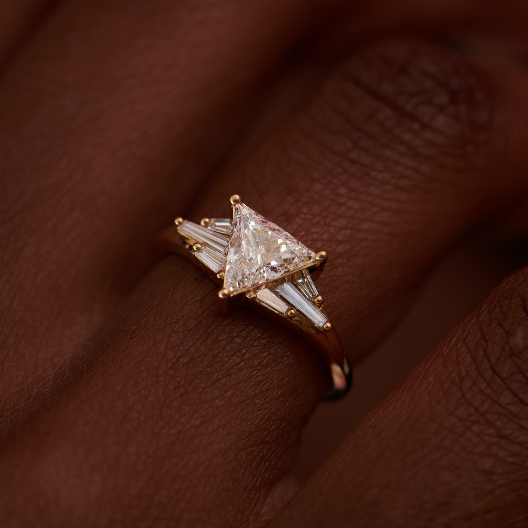 Vector Triangle & Tapered Baguette Diamond Engagement Ring - Elegant Wedding Band for Women, Unique Geometric Bridal Jewelry - Perfect for Proposals, Anniversaries, and Special Occasions