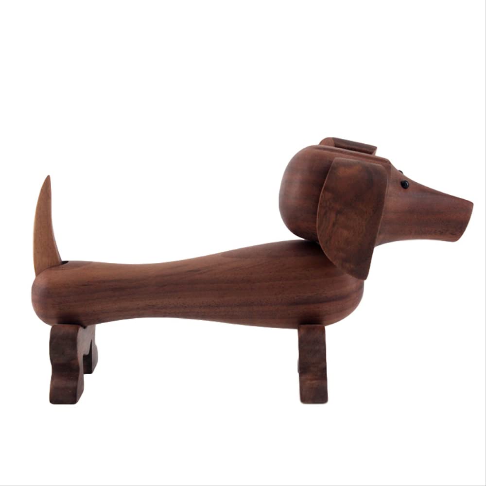 LILOVE Handcrafted Wooden Walnut Sausage Dog Figurines - 2-Piece Set for Home Decor, Birthday Gifts & Pet Lovers | Perfect for Shelf Displays, Party Favors & Dachshund-Themed Collections