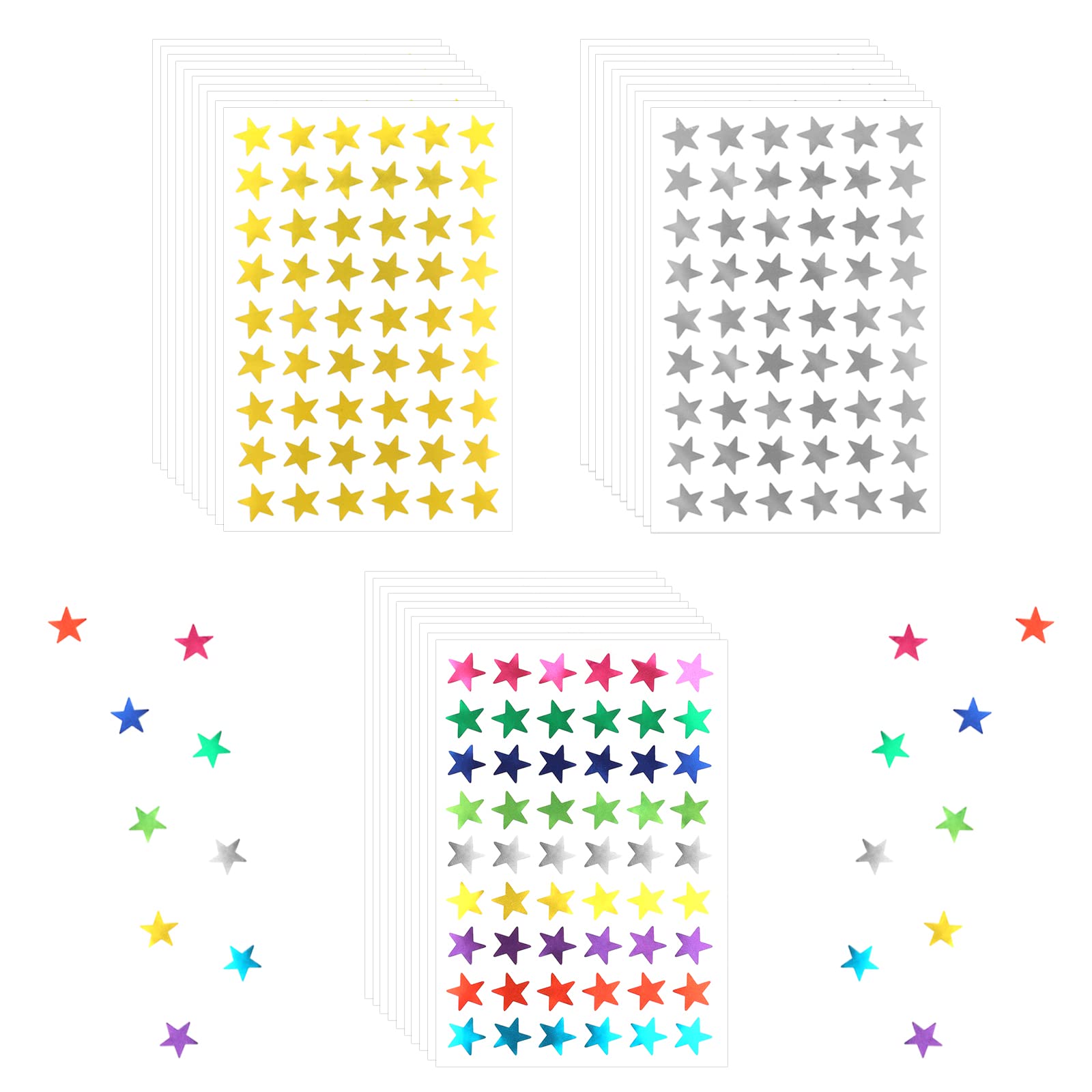 KINBOM 1620pcs Mini Star Stickers - Colorful Self-Adhesive Foil Reward Stickers for Kids, Teachers & Students - Perfect for Classroom Incentives, Behavior Charts & DIY Crafts