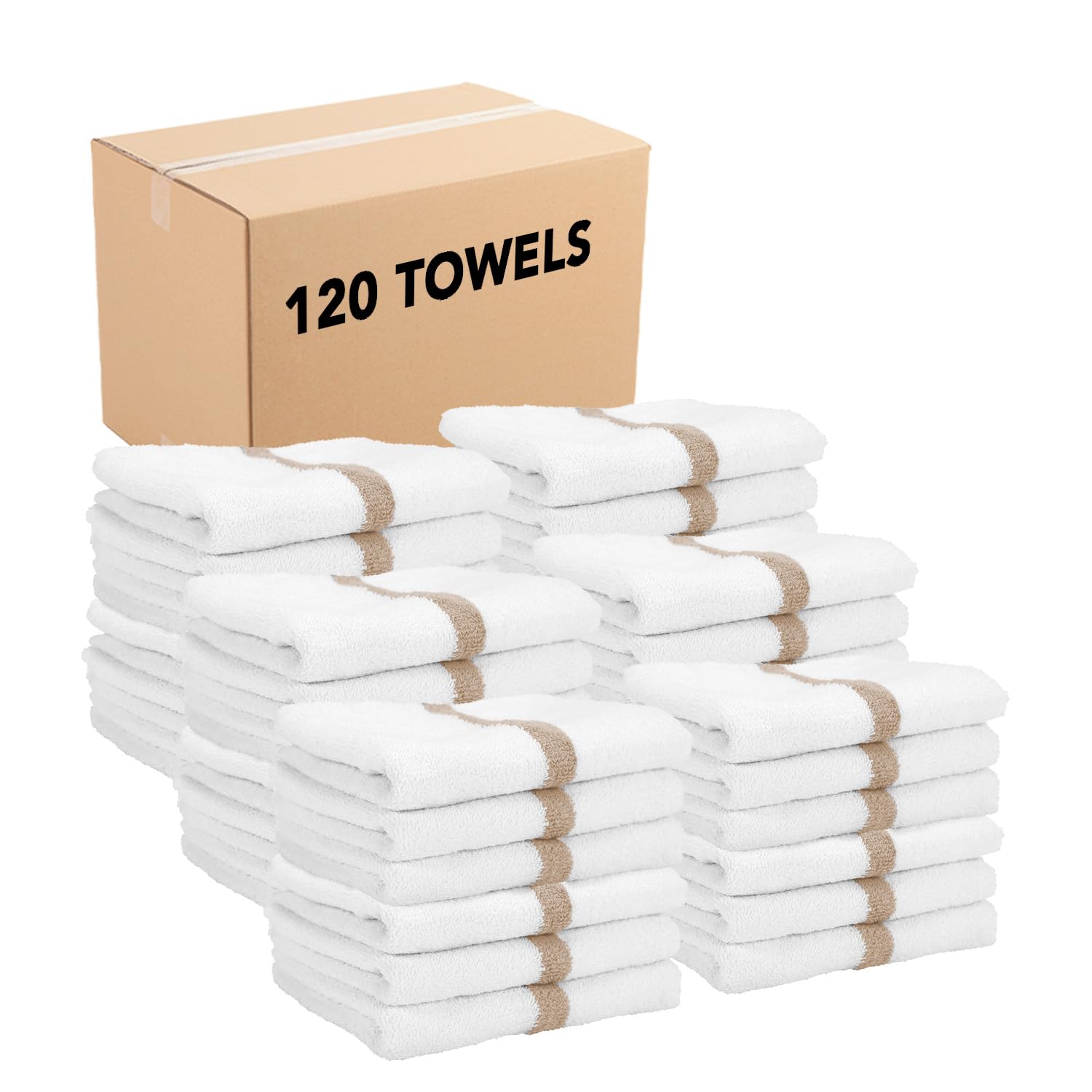 **Arkwright 120-Pack White Hand Gym Towels - Bulk 100% Cotton, Soft & Quick-Dry, Super Absorbent for Workout, Gym, Bathroom, Spa & Pool - 16 x 27 Inches, Beige - Perfect for Fitness Enthusiasts & Commercial Use**