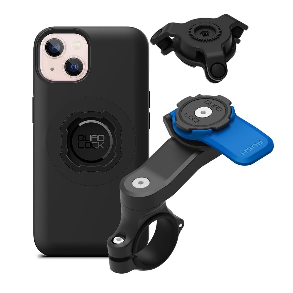 Quad Lock Motorcycle Handlebar Phone Mount Kit with Vibration Damper - Compatible with iPhone 13/Pro/Pro Max, Includes MAG Case - Secure Bike & Motorcycle Phone Holder for Adventure Riding & Commuting