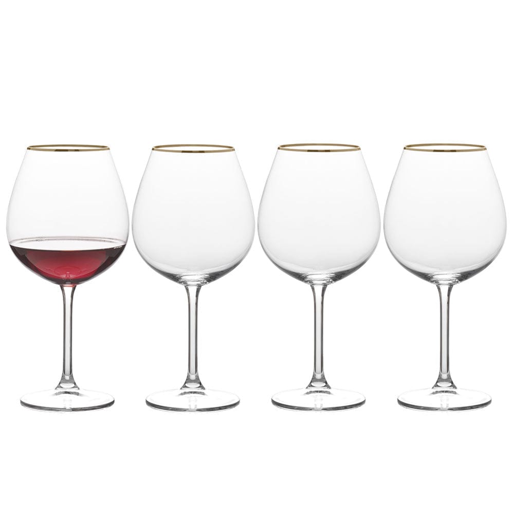 Julie Gold Set of 4 Elegant Red Wine Glasses - 18oz Crystal Clear Stemware for Cabernet, Merlot & Pinot Noir - Perfect for Dinner Parties, Romantic Dates & Wine Tasting Events