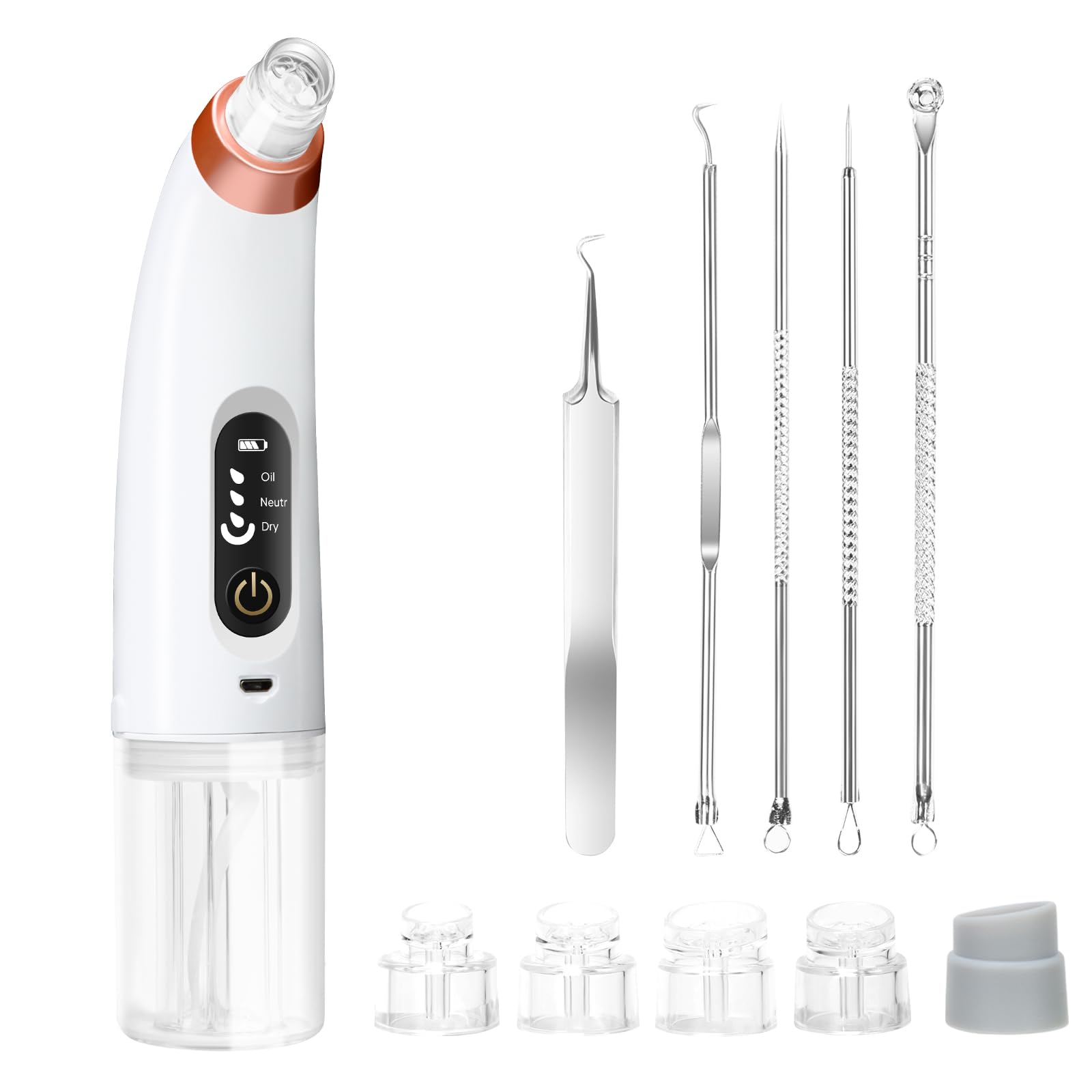 Blackhead Remover Vacuum - USB Rechargeable Facial Pore Cleaner with 3 Suction Levels & 6 Attachments for Deep Cleansing | Perfect for Acne-Prone Skin & Blackhead Removal at Home
