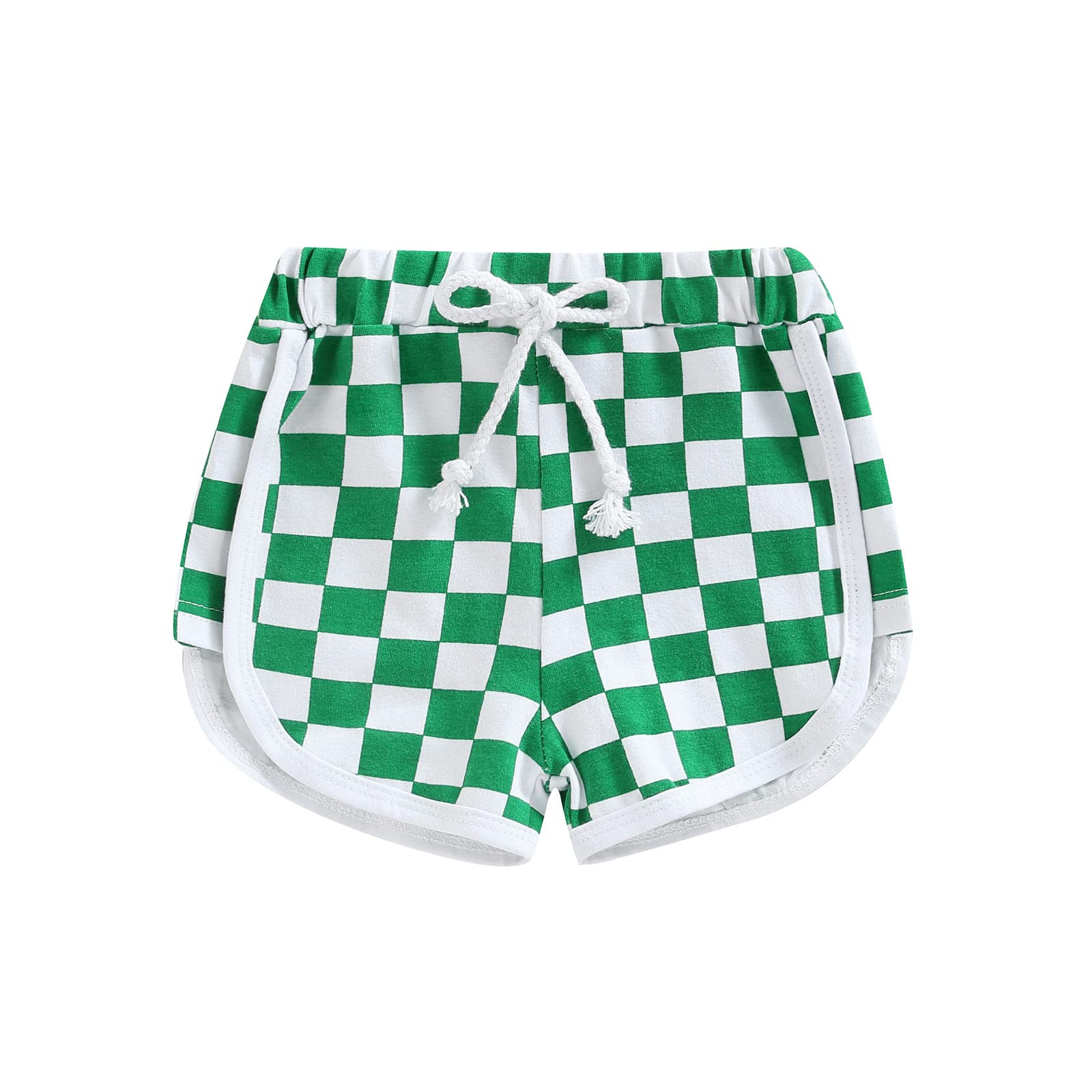 BOIBOKO Infant Baby Shorts - Cotton Breathable Checkerboard Print Athletic Shorts for Boys & Girls | Unisex Summer Pants for Playtime, Daycare & Outdoor Activities