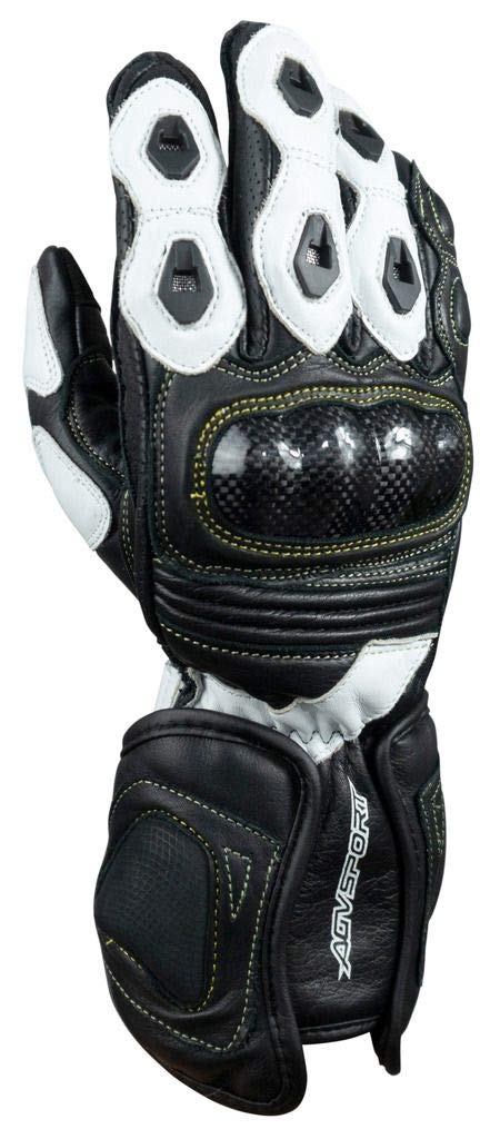 AGVSPORT Laguna Motorcycle Leather Racing Gloves - Premium Motorcycle Gloves for Men & Women - Durable Leather Racing Gloves for Street & Track Riding - Perfect for Sport Bikes, Cruisers & Touring Motorcycles