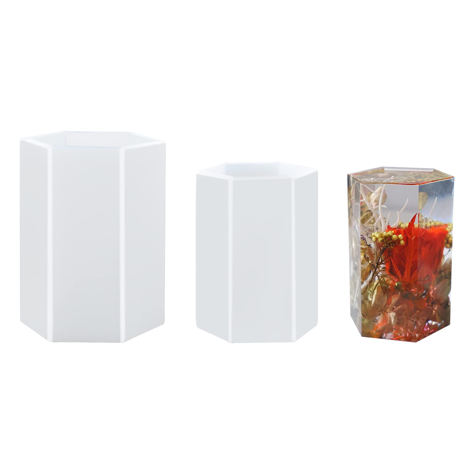 Hexagon Resin Molds 2Pcs - Silicone Epoxy Casting Molds for DIY Crafts, Dried Flower Preservation, Candle Making & Home Decor - Perfect for Wall Art, Coasters, and Table Centerpieces