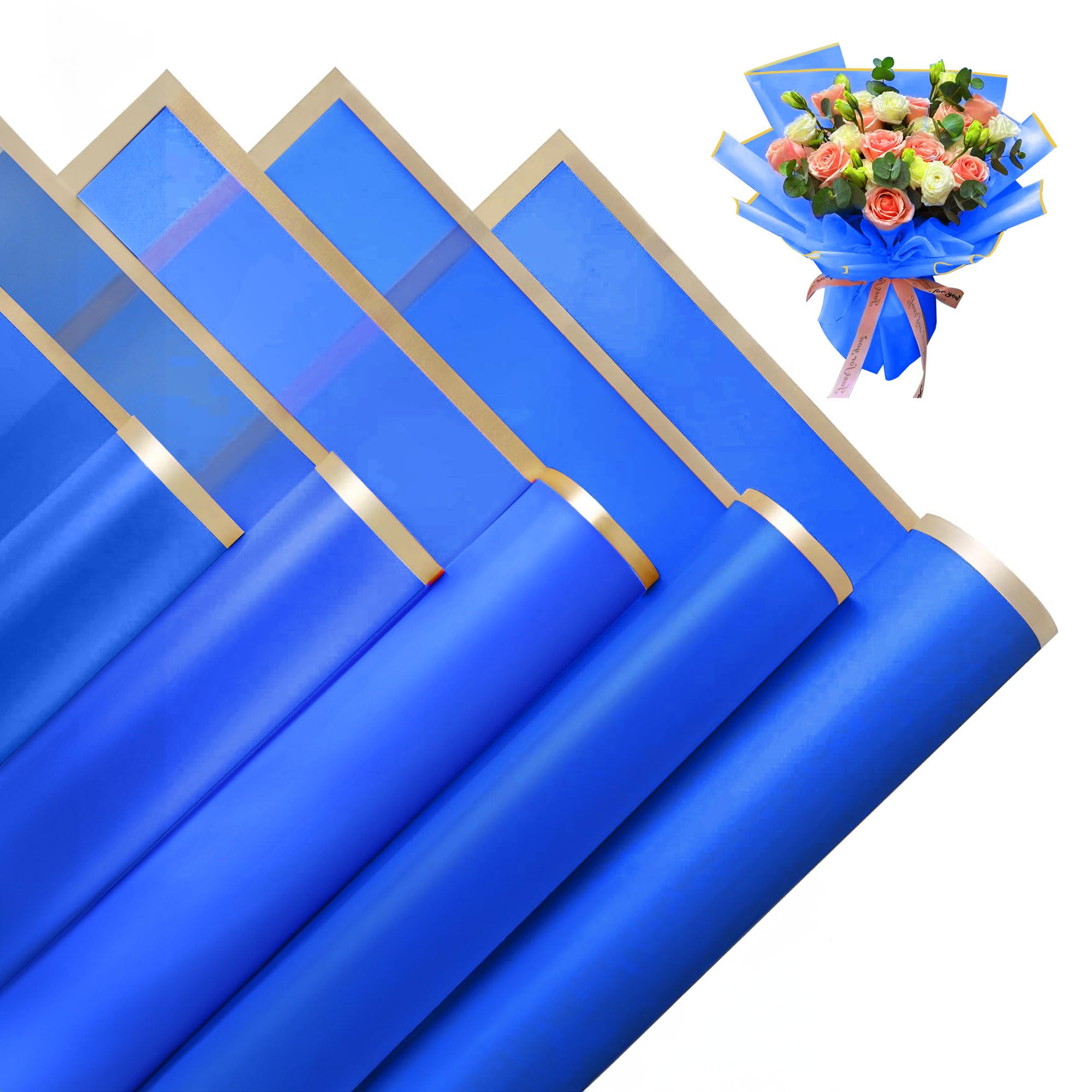 Alijoy 20 Sheets Blue Floral Wrapping Paper - 22.8