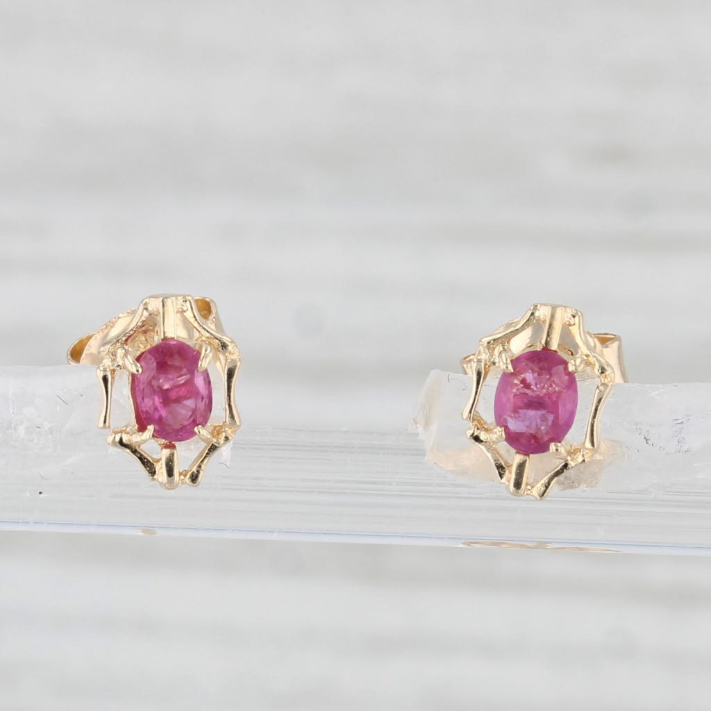 0.35ctw Oval Ruby Solitaire Stud Earrings in 14k Yellow Gold - Elegant Gift for Women, Valentine's Day, Anniversary & Special Occasions