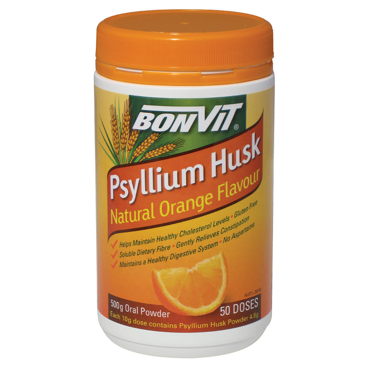 Bonvit Psyllium Husk Powder 500g - Natural Orange Flavor for Digestive Health | Perfect for Smoothies, Baking & Weight Management