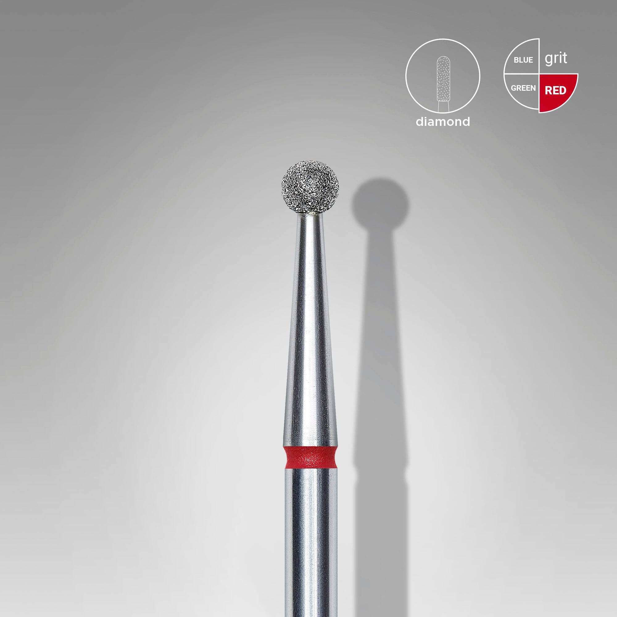 Staleks 2.5mm Diamond Ball Nail Drill Bit - Red Professional Manicure Tool for Acrylic, Gel & Natural Nails - Perfect for Nail Salons & Home Use