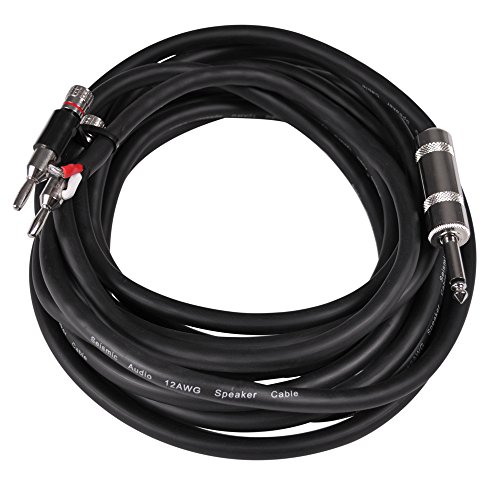 Seismic Audio BS12Q20 20ft 12 Gauge Speaker Cable - Banana Plug to 1/4 Inch Jack - Heavy Duty 2 Conductor Wire for PA Systems, Studio Monitors, and Live Sound Equipment