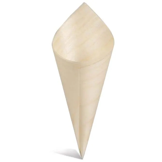 Eco-Friendly Wood Paper Serving Cones for Parties, Weddings & Events - Perfect for Snacks, Candy & Appetizers