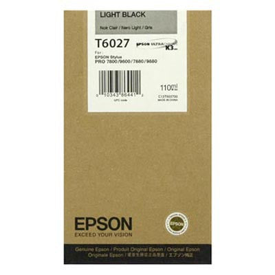 Epson T602700 Light Black Ink Cartridge 110ml - Compatible with Epson 7800/7880/9800/9880 Printers - High-Quality Photo & Graphic Printing for Professional Studios & Offices
