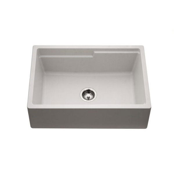 Hamat SIO 3320SAW WH Granite Composite Apron Front Farmhouse Kitchen Sink - White - Perfect for Modern Farmhouse, Rustic & Contemporary Kitchen Designs
