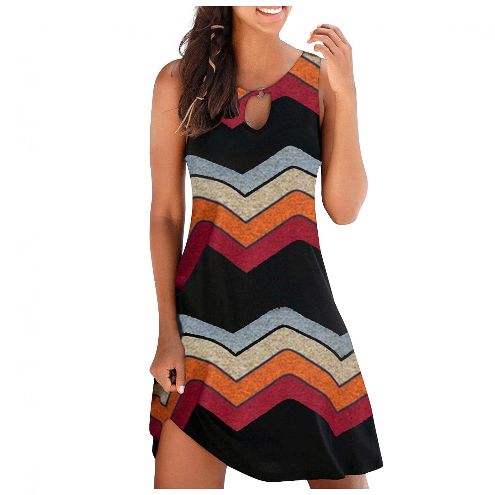 BAGELISE Women's Summer Beach Dress - Casual Sleeveless Mini Sun Dress, Boho Midi Dress for Vacation, Pool Party & Tropical Getaways