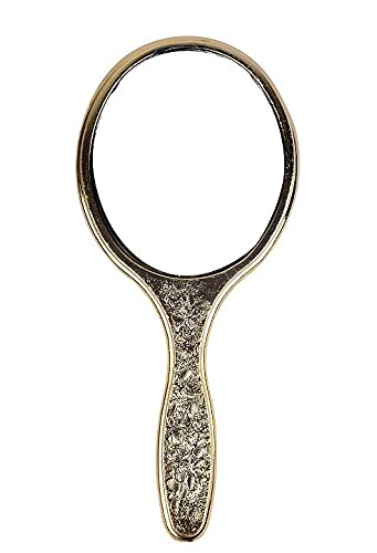 GLAN Small Hand Mirror for Makeup - Portable Vanity Mirror with Handle, Compact Travel Mirror for Women & Girls - Golden (Pack of 1) | Perfect for Home, Travel, Makeup Bag & Gifts