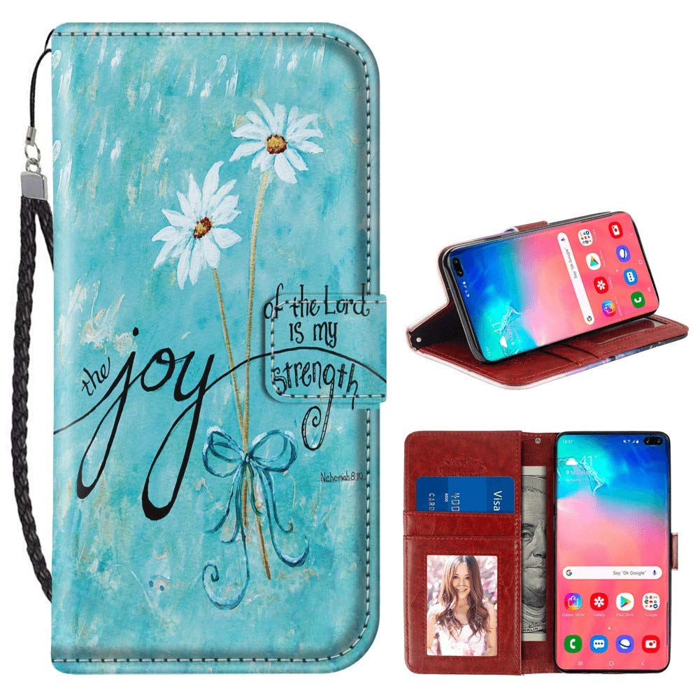 Bible Verse Quotes Samsung Galaxy S10 Plus Wallet Case - PU Leather Cover with Card Holder & Magnetic Flip Folio | Protective TPU Phone Case for Samsung Galaxy S10+ | Perfect for Daily Use, Travel & Church