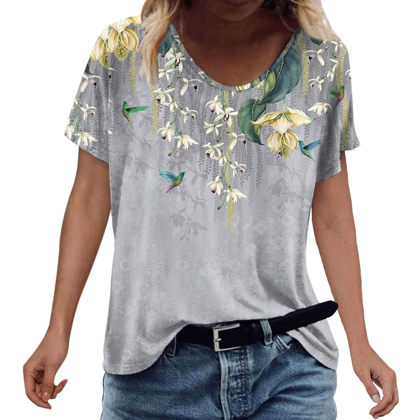 Women's Hawaiian Short Sleeve Graphic Tee - Casual Summer Crew Neck Loose Tunic Top for Beach, Vacation & Tropical Outfits | Trendy Blouse for Women
