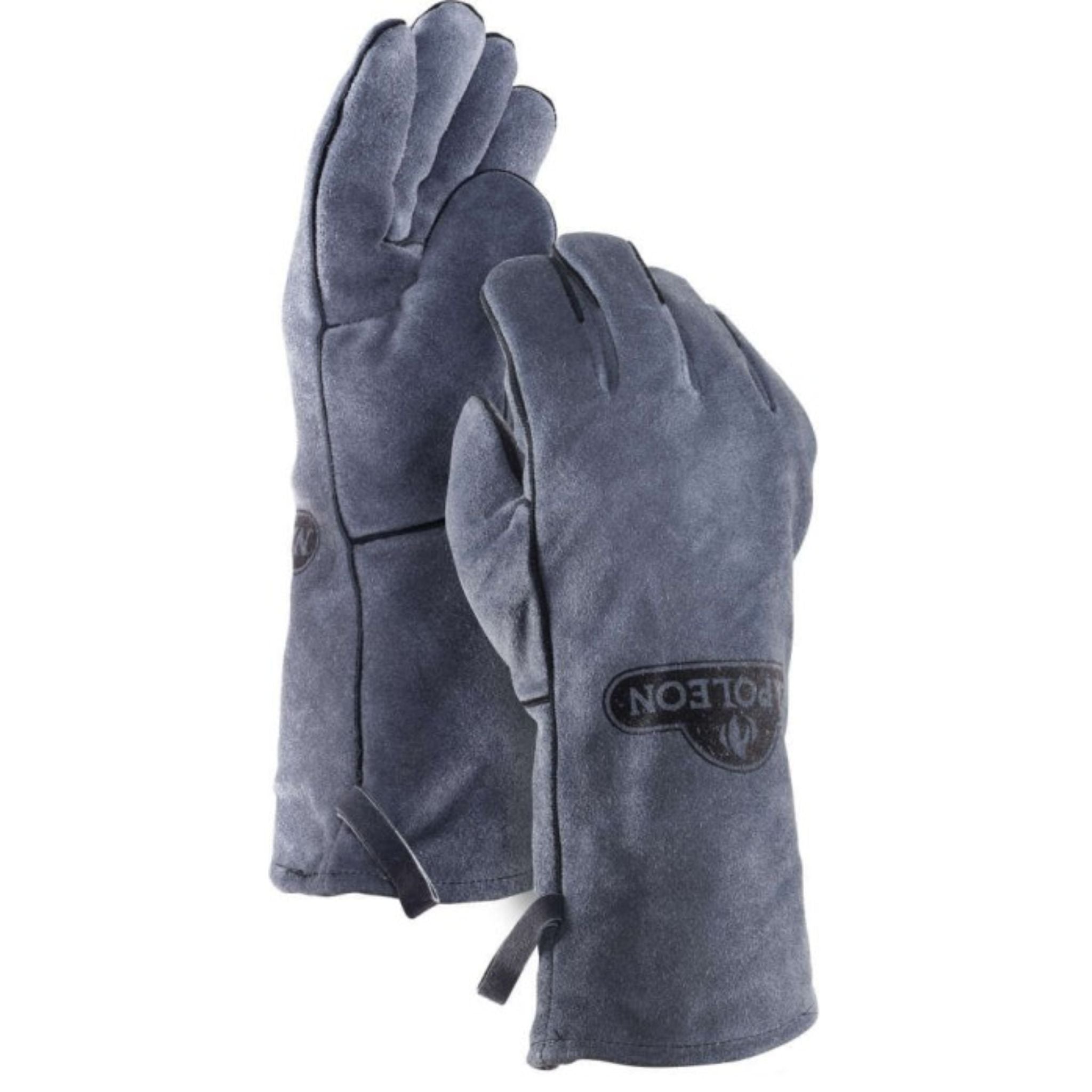 Napoleon 62147 Heat Resistant BBQ Gloves - Genuine Leather Grilling Mitts for Smoking, Roasting & Outdoor Cooking - Perfect for Backyard BBQs, Camping & Tailgating