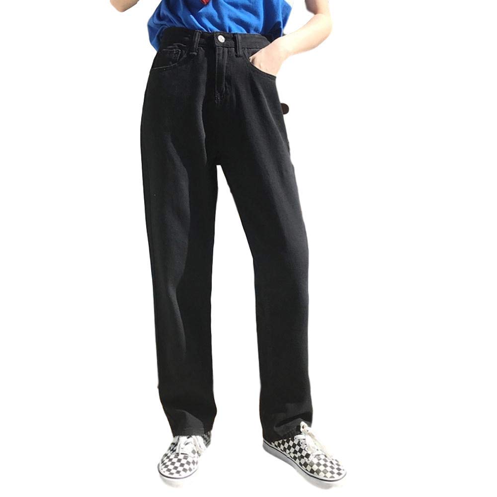 Stylish Pink Mom Jeans & Boyfriend Jeans for Women - High Waist, Straight Leg, Cotton Denim (Black, Beige) | Casual, Streetwear, Korean Fashion | Perfect for Everyday Wear, Outings & Social Events