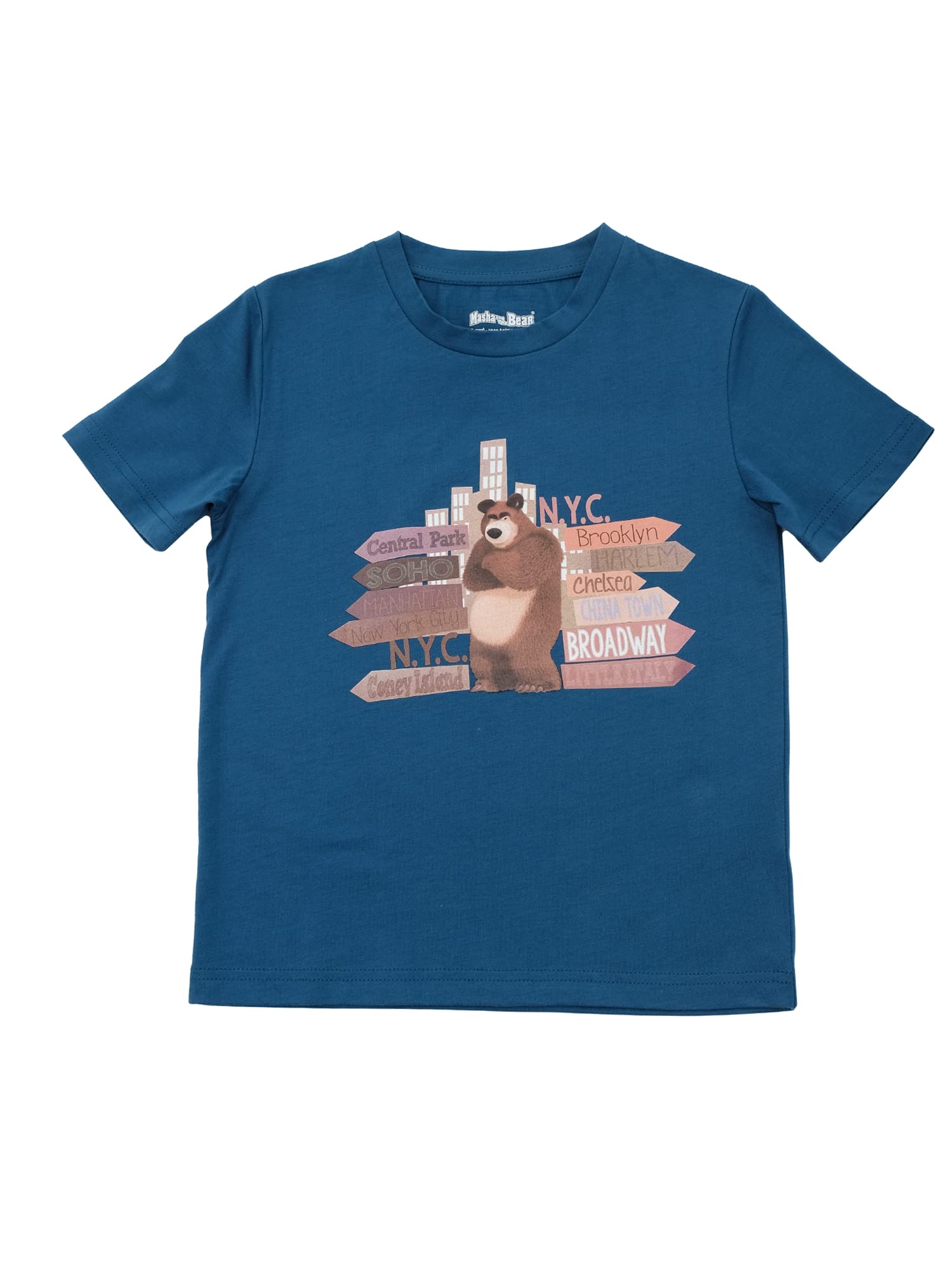 Masha and the Bear Graphic T-Shirt for Kids - Cute Cartoon Travel Themed Cotton Tee | Perfect for Family Vacations, Theme Parks & Casual Outings