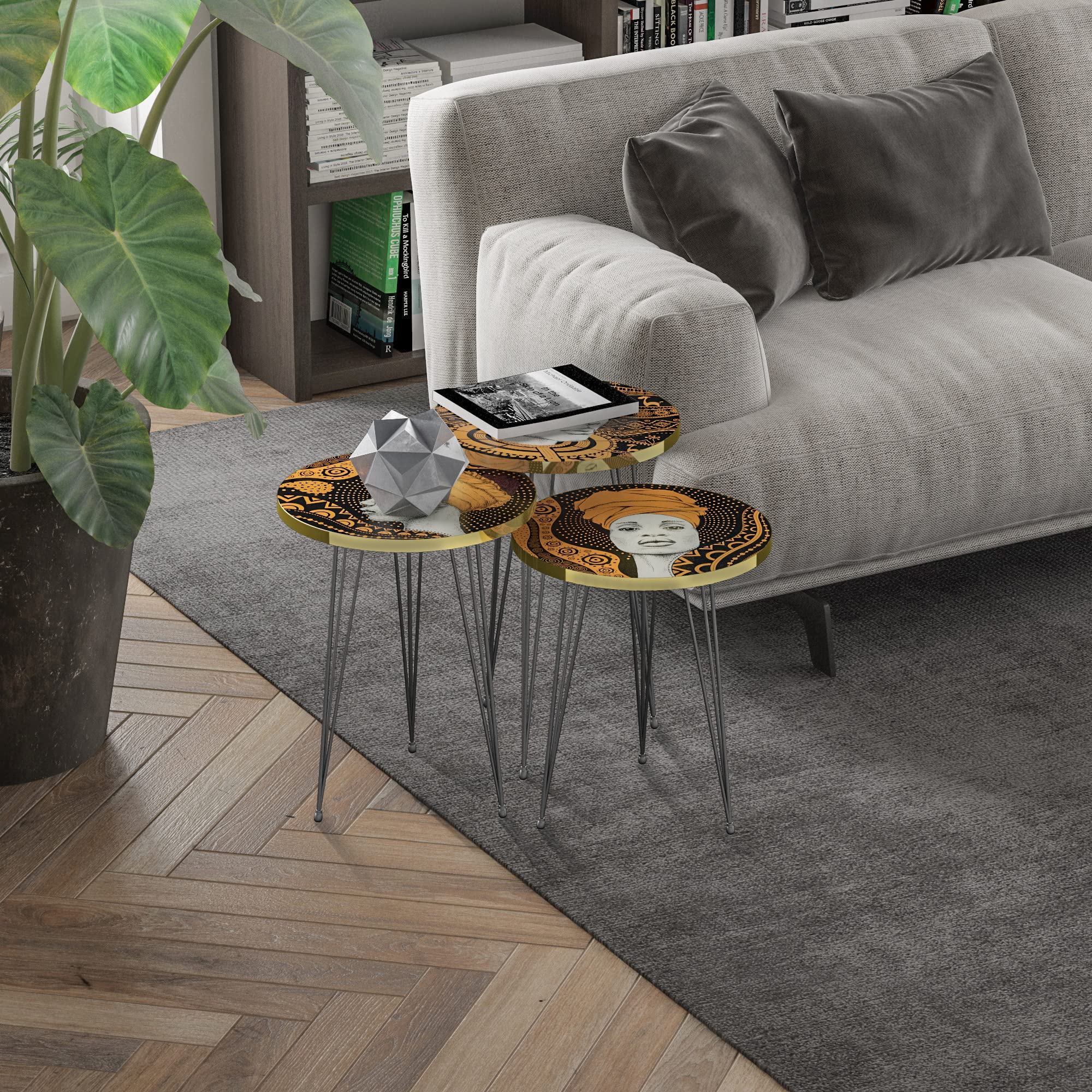 Round Nesting Set of 3 - Modern Woodgrain Nesting Tables for Living Room, Coffee Table, Nightstand or Side Table - Perfect for Small Spaces, Home Decor & Apartment Furniture