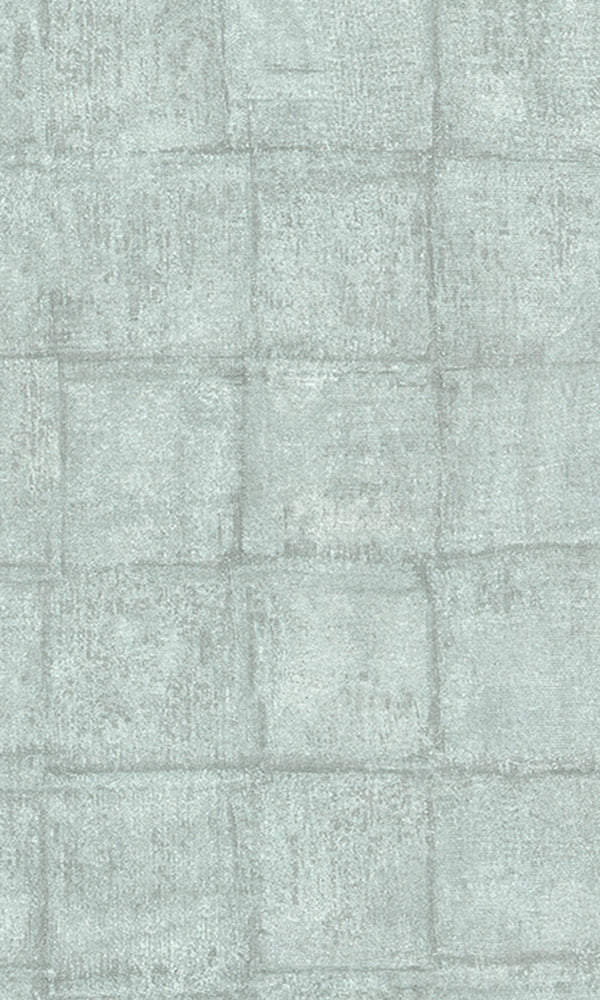 Blue Green Sewn Concrete Squares Peel and Stick Wallpaper - Self-Adhesive Removable Wallpaper for Bedroom, Living Room, or Office Decor (Design R5907)