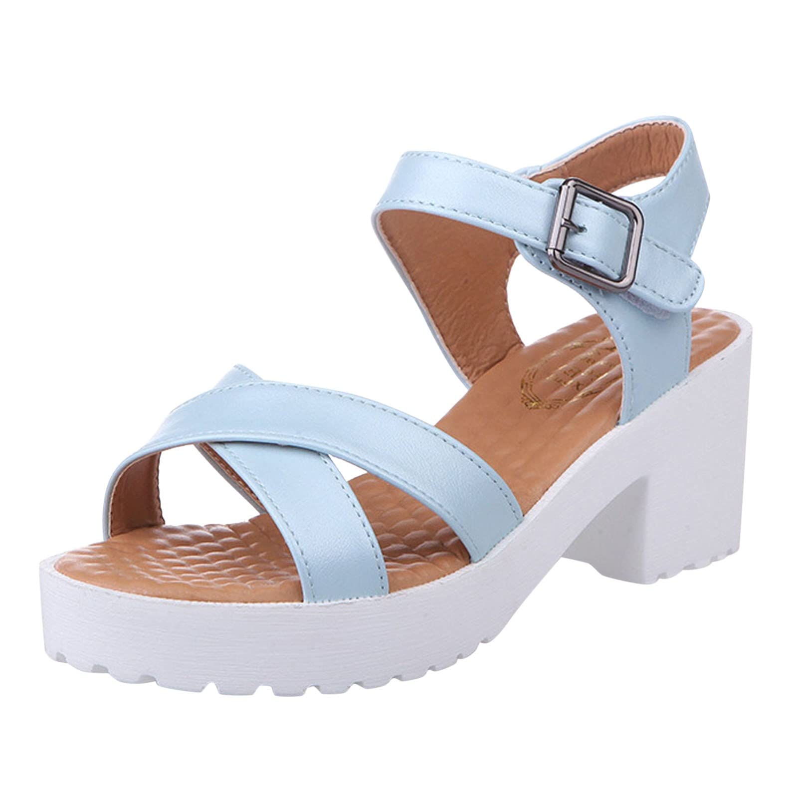 Breathable Women's Chunky Heel Sandals - Comfortable Casual Lace-Up Shoes for Summer Outfits & Beach Vacations