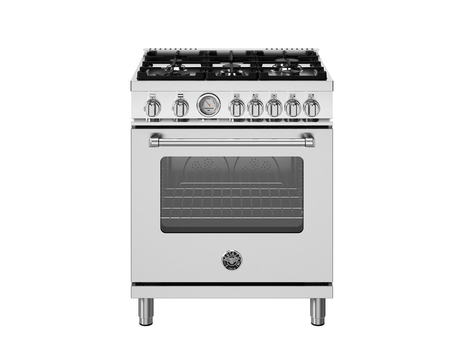 Bertazzoni MAS305GASXV 30 Inch Professional Gas Range with 5 Sealed Burners - Stainless Steel Built-in Oven for Home Kitchen Cooking, Baking & Entertaining