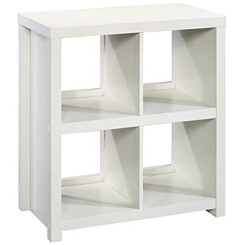 Pemberly Row 4-Cubby Open Shelf Bookcase - White Storage Organizer for Living Room, Bedroom & Office