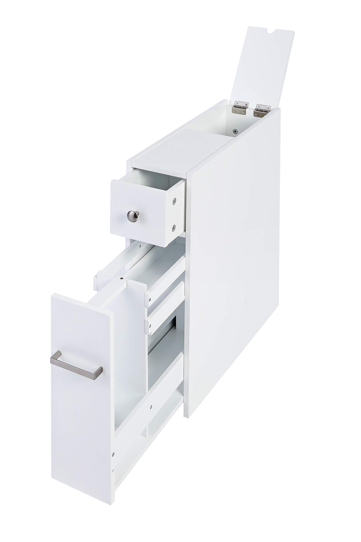 Slim Bathroom Storage Cabinet with Drawer - White for Toilet Paper & Essentials