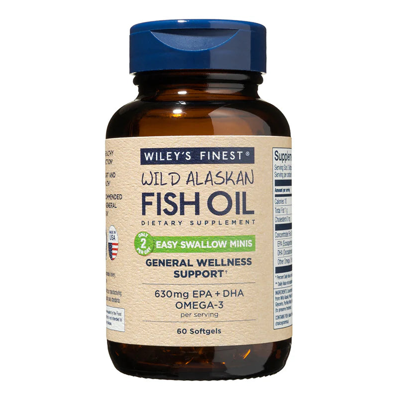 Wild Alaskan Fish Oil Softgels - Easy to Swallow Mini Omega 3 Pills for Heart, Brain & Joint Health - Supports Immunity & Focus - Perfect for Adults & Kids on the Go