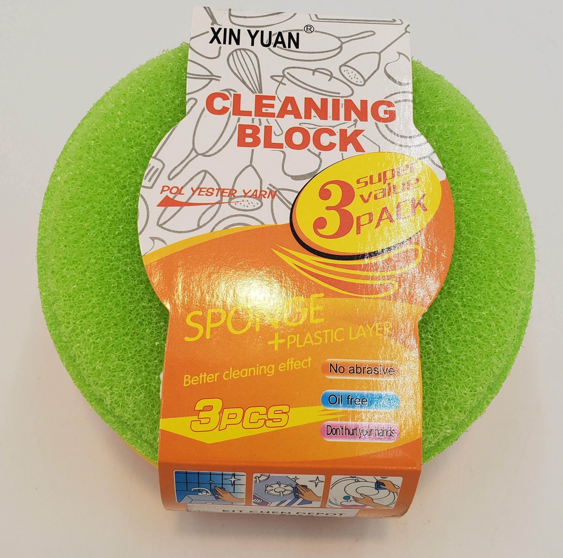 3-Pack Premium Cleaning Sponges for Kitchen, Bathroom & Household - Heavy Duty Scrub Sponges for Dishes, Sinks & Countertops - Non-Scratch & Absorbent Cleaning Sponges for Daily Use